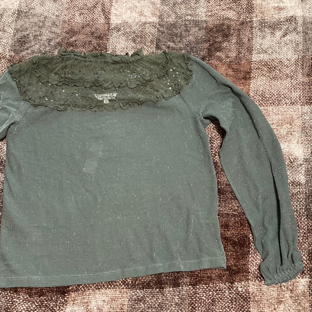 Ranna Gill Olive Green Top, Size XS.